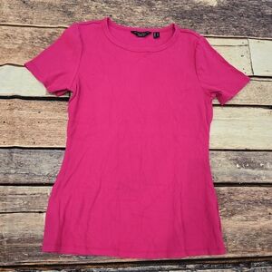 Susan Graver Vibrant Pink Short Sleeve Top
